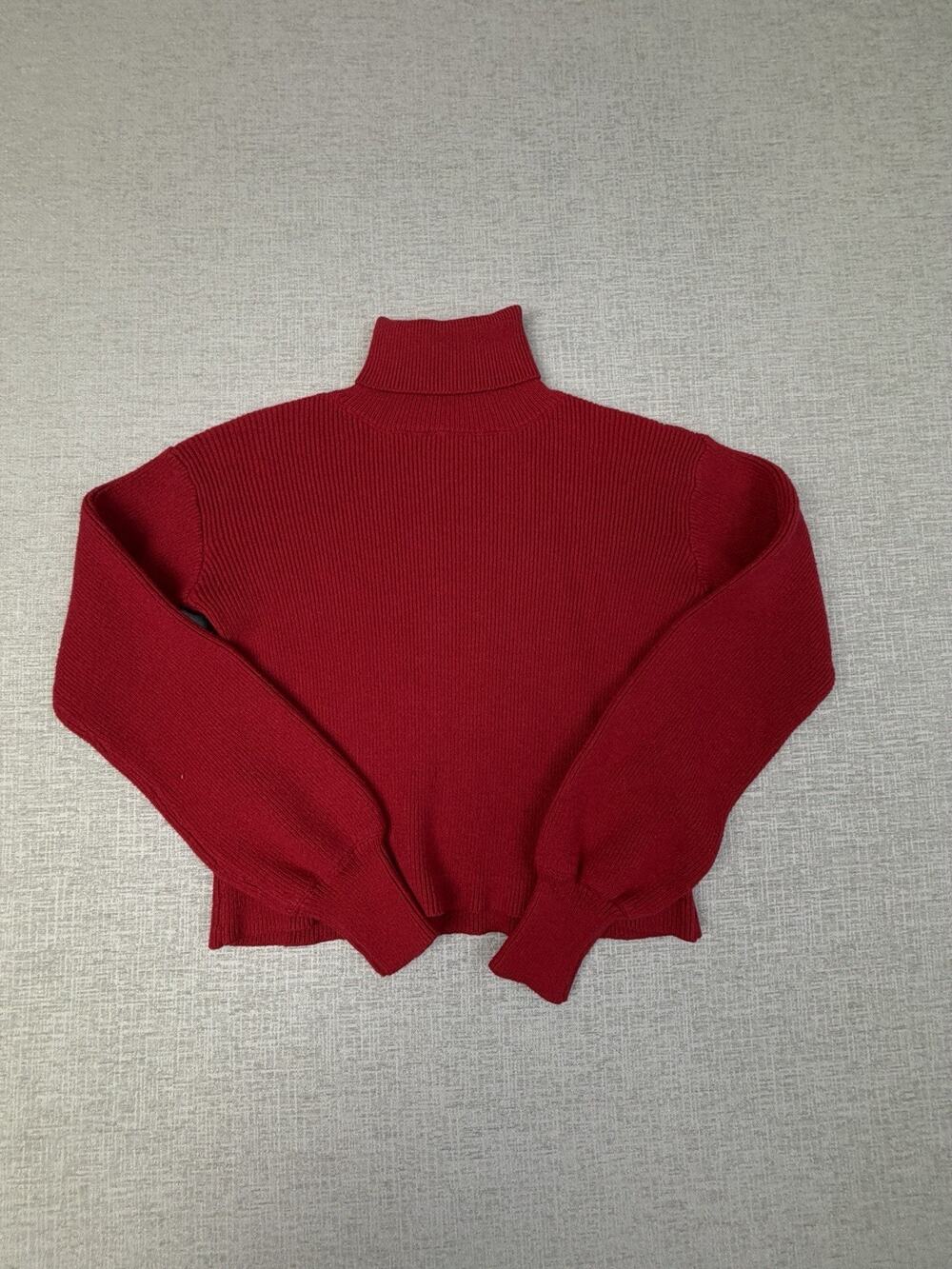 Jessica Simpson Womens Small Red Ribbed Turtleneck Sweater Pullover